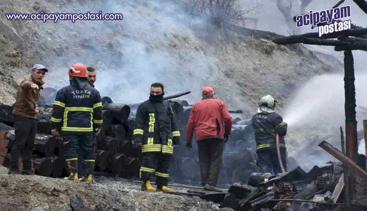Alevlere teslim olan iki katlı bina küle
                    döndü